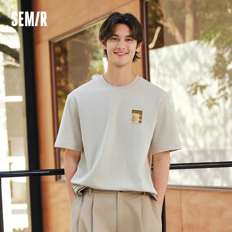Semir Unisex Tshirt Linen Like Texture Short Sleeve Fun Graphic Print Summer 2026 Trendy Everyday Casual Style Top