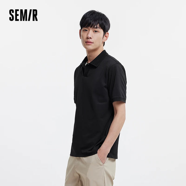 Semir Basic Solid Color Polo Shirt Men Business Casual 2025 Summer New Mulberry Silk Blend Cooling Office Wear Top
