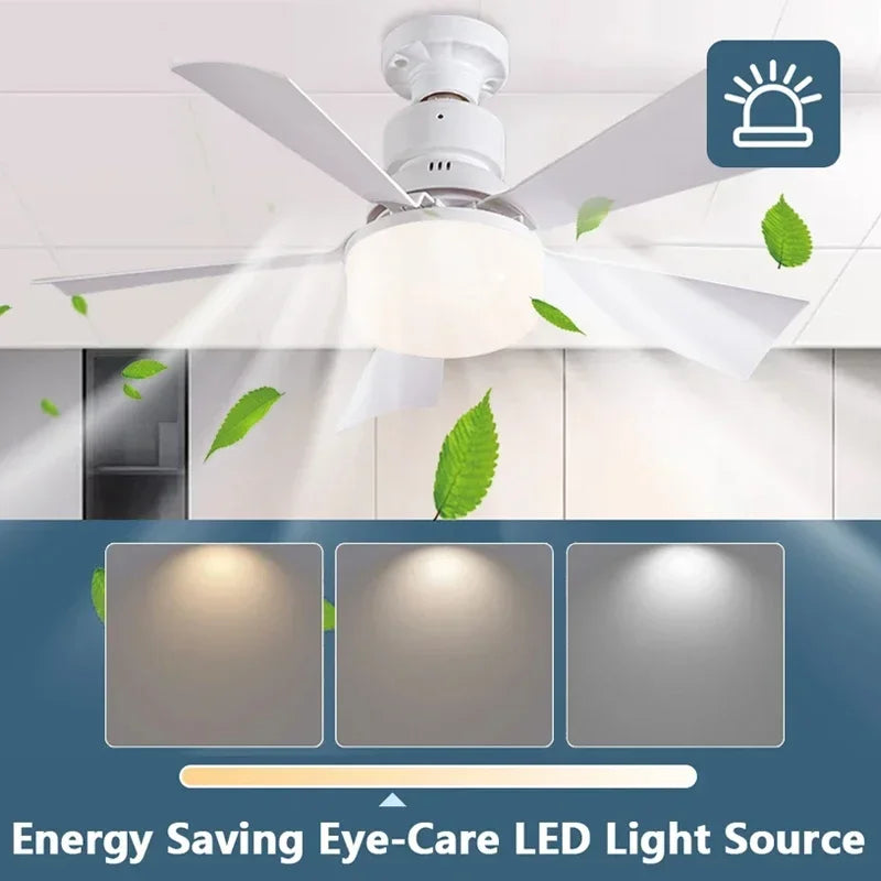 30W/40W E27 Ceiling Fan Light with Remote Dimming LED Lights Suitable Fan Intelligent Silent Ceiling Fan for Living Room Bedroom