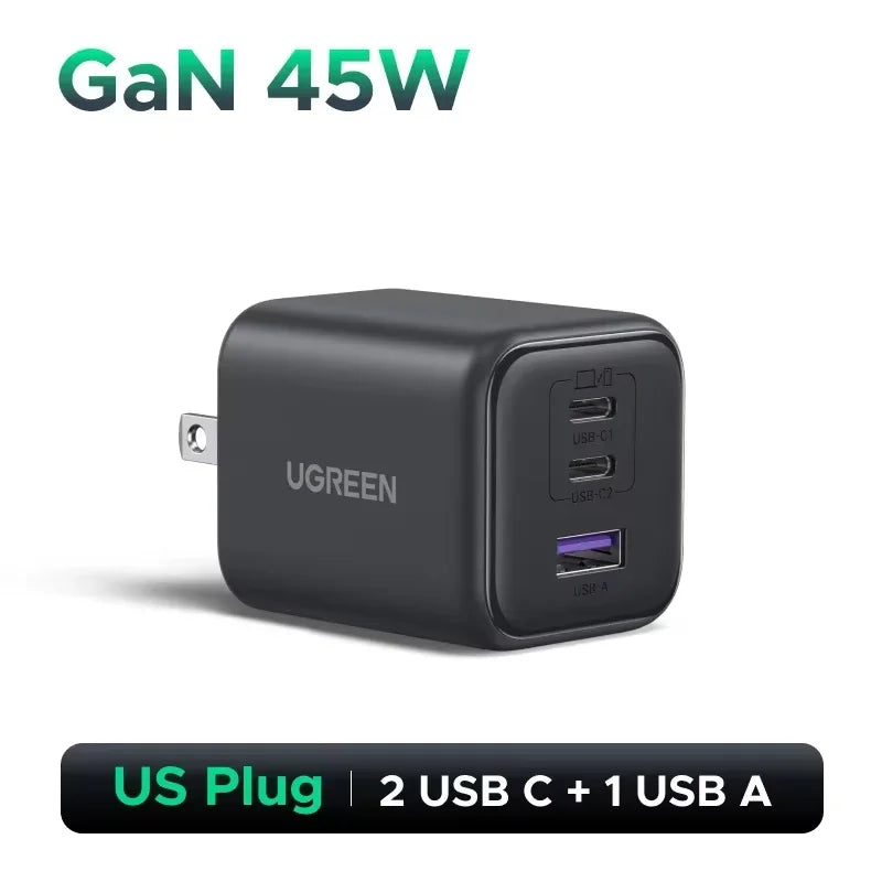 UGREEN 45W/30W/25W/20W GaN Charger PD3.0 PPS QC3.0 USB C Fast Charger For Samsung S26 iPhone 18 17 16 Pro Max iPad Xiaomi Tablet