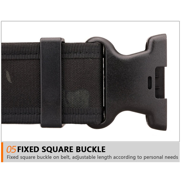 TUSHI New Men's Quick-Release Tactical Belt Outdoor Camouflage Nylon Wide Waist Belt for Mountaineering Hiking Work Fishing