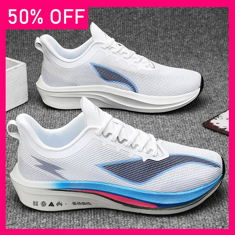 Unisex Sports Shoes Fashion Lace Up Mesh Outdoor Running Shoes New Breathable Lightweight Marathon Sports Tennis Shoes for Men