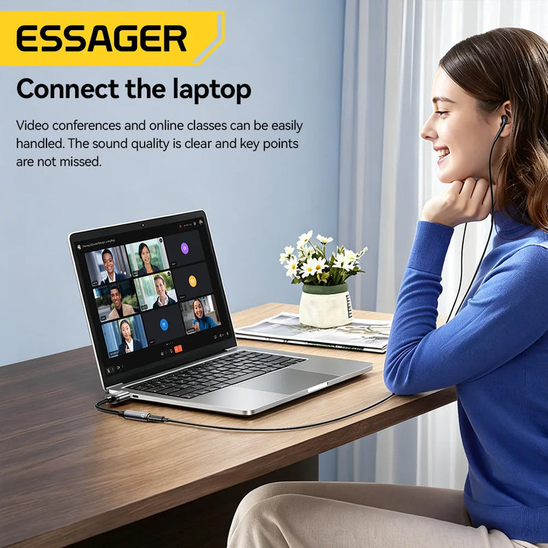 Essager USB To 3.5mm Audio Cable External Sound Card USB Female to 3.5mm Jack Adapter for Headphone PC Laptop Swittch Speakers