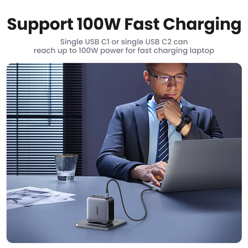 UGREEN GaN100W 65W 45W 30W Fast Charger QC 4.0 3.0 USB Charger for iPhone 17 16 Pro Max Tablet Macbook Pro Air Laptop PD Charger