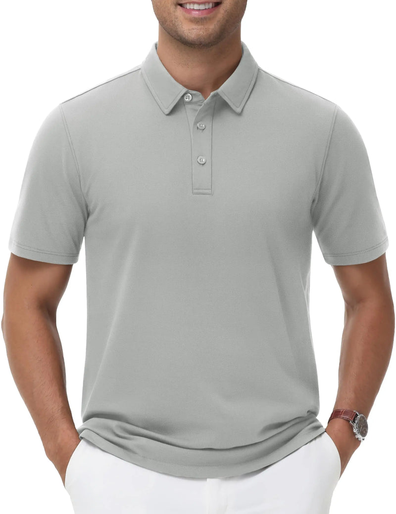 TACVASEN Polo Shirts Men's Short Sleeve Soft Cotton Pique T-Shirts 3 Buttons Classic Fit Casual Performance Golf Shirts Cooling