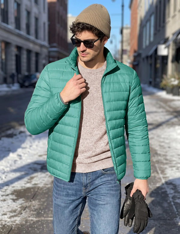 TACVASEN Men's Winter Puffer Quilted Lightweight Waterproof Warm Down Jacket Windproof Jacket For Outdoor Wear With 2 Pockets