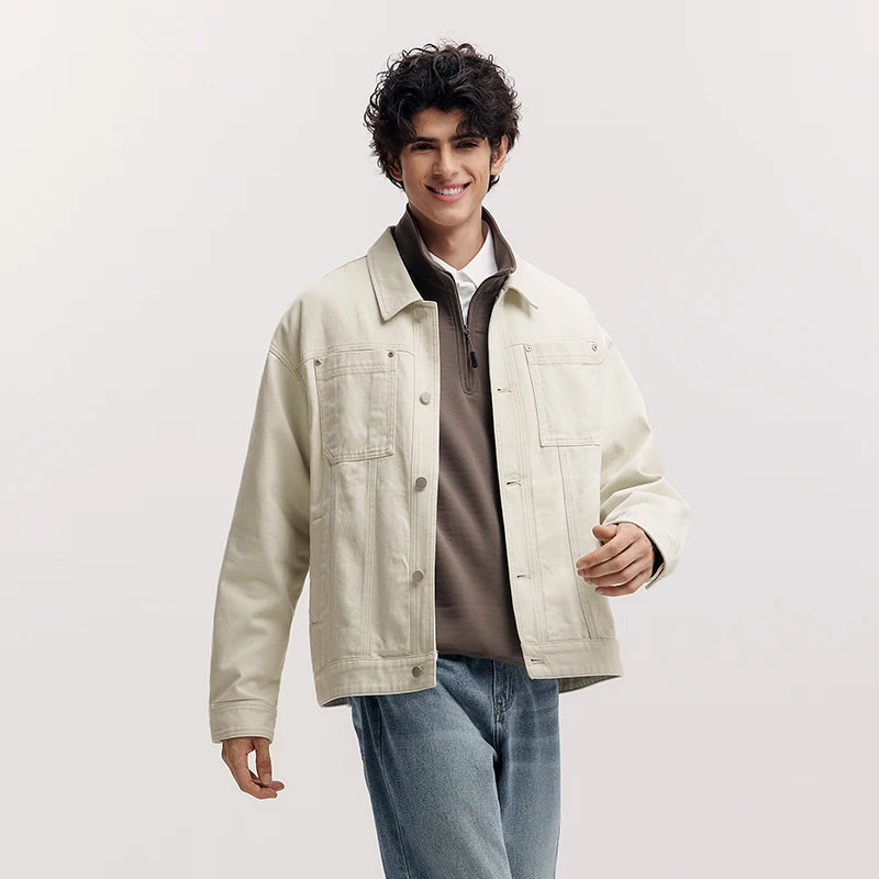 Semir Cotton Jacket Brushed Fabric Workwear Men 2025 Spring Fashion Style Comfortable Casual Outerwear Basic Long Sleeve