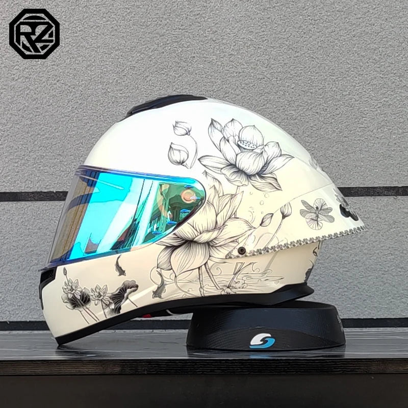 ORZ Motorcycle Helmet with Customized Large Rear Wing Full Face Adult Racing Capacetes de Moto DOT Approved