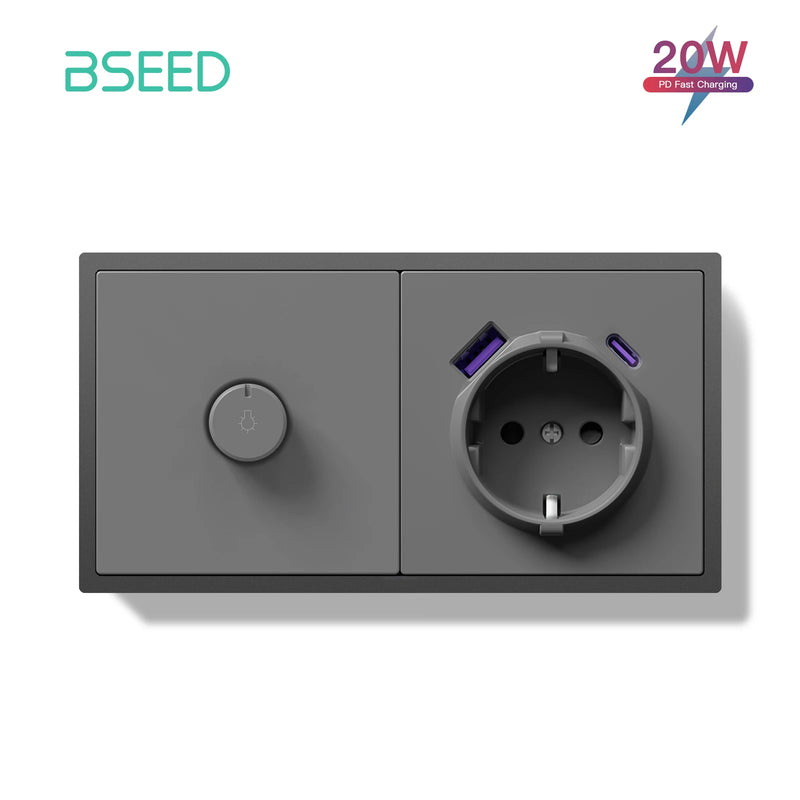 BSEED Light Dimmer Switch Rotary Knob Dimmer Switch Adjustable Brightness Controller Plastic Frame Button LED Bulb Dimmer Switch