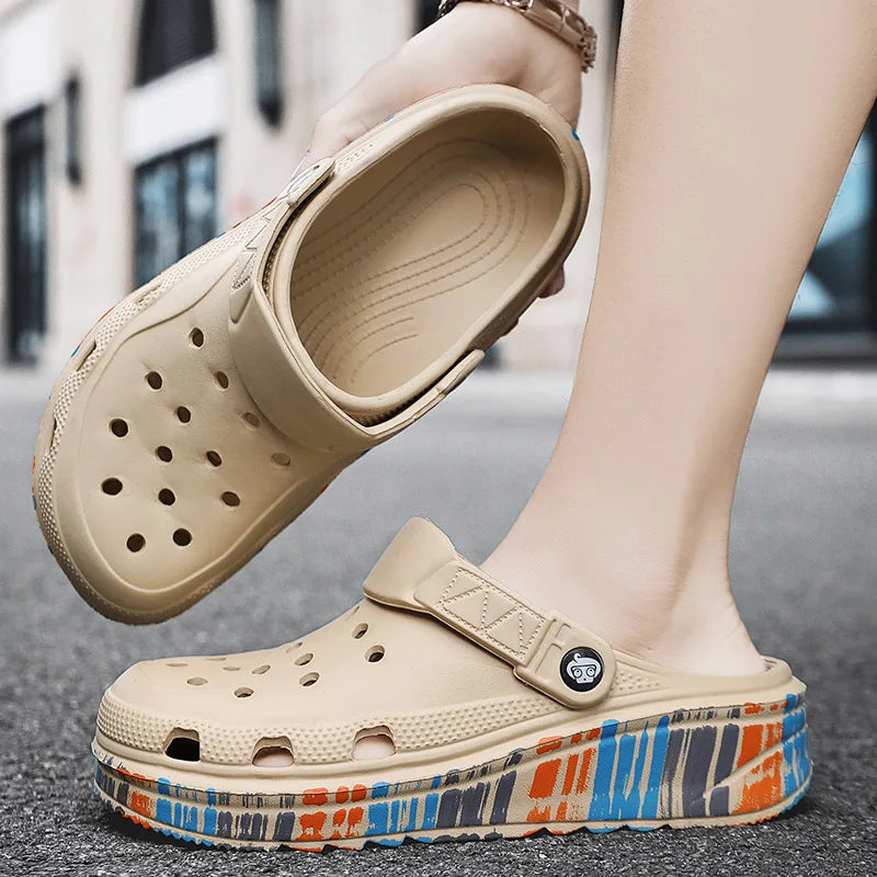 Summer new Eva Breathable lightweight men's Casual Slip on Beach slipper Waterproof Garden Shoes outdoor hollow walking slippers