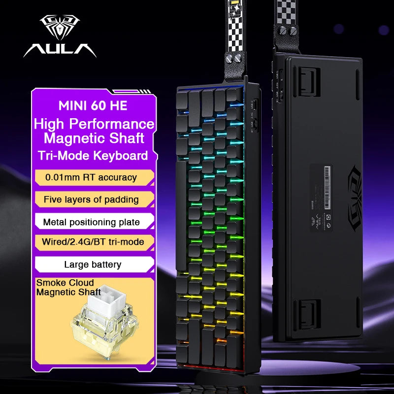 AULA MINI60 HE Magnetic Keyboard Wireless Tri-mode FPS Gaming Rappid Trigger Low Latency Keyboard