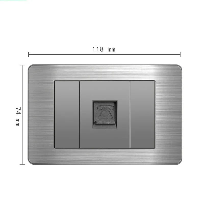 American Standard Wall Light Switch Power Socket Universal Plug with usb US Stainless Steel 2way Socket Panel 118*74m Computer