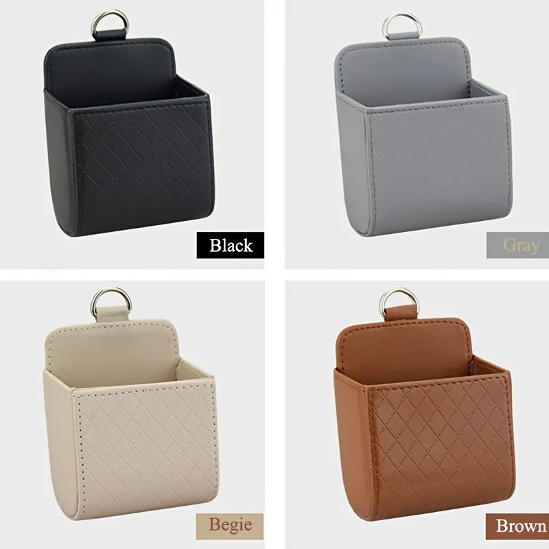 Car Air Vent Mounted Storage Box，Multi-functional storage box | Faux Leather Car Mounted Phone Pouch, Interior Additions