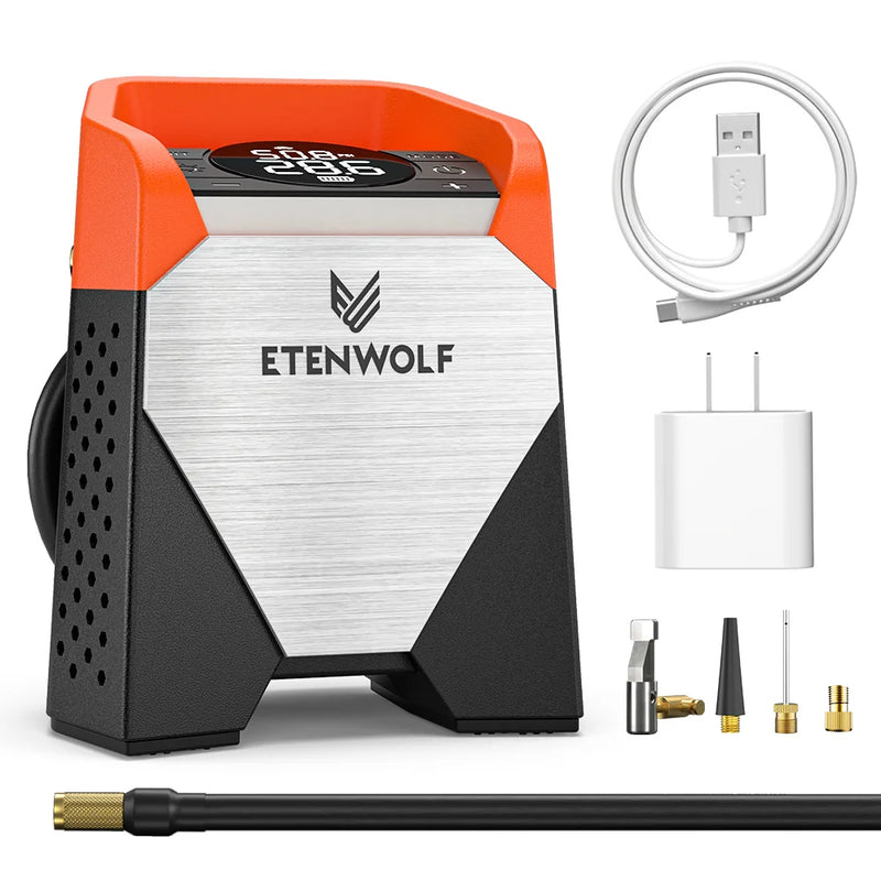 ETENWOLF S5 ស្នប់បូមខ្យល់អគ្គិសនីសម្រាប់កង់ឡាន 100% កម្លាំង 15600mAh សម្រាប់រថយន្ត SUV ឡានដឹកទំនិញ ម៉ូតូ កង់