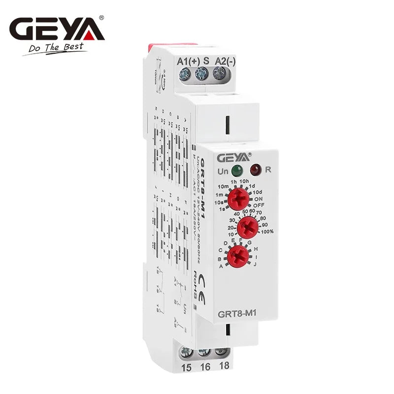 GEYA Multifunction Time Relay AC DC 12V 24V 48V 110V 220V 230V Timer Relay GRT8-M With10 Function Choices CE CB