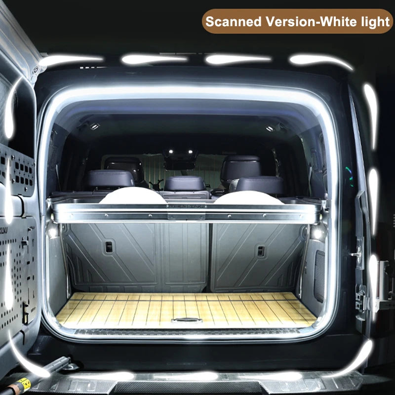 Car Trunk Dynamic Flowing Light Automatic On/Off Scanning Lamp Flexible Waterproof Light Strip Hidden Installation for Car SUVs
