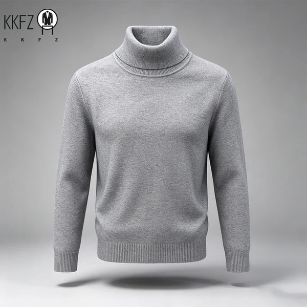 New Arrival Mens Turtleneck Knit Sweater Thick Soft Fine Knit Material Slim Cut Long Sleeve Autumn Winter Outer Tops