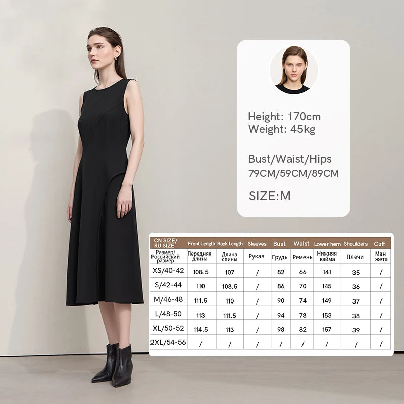 Amii Women's Sleeveless Dress 2026 Summer New Round Neck Fitted Waist With Slit Elegant Casual Midi Dress For Women 12642063
