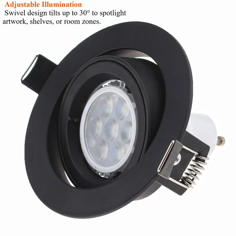 JOYINLED 1/10PCS Adjustable Round LED Downlight Frame MR16 GU10 Recessed Ceiling Light Trim Lamp Holder Socket Spot Fixture