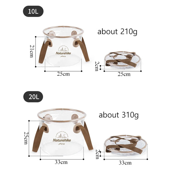 Naturehike Collapsible Water Container 20L Portable Foldable Round Storage Bucket 10L Water Coller Bbq Camping Water Bucket