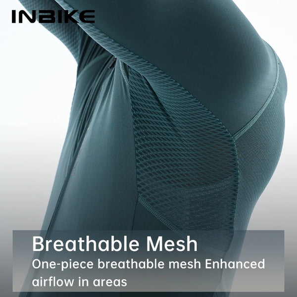 INBIKE Spring Men's Cycling Set Long Sleeve Road Bike Jersey Breathable Bib Shorts Quick-Dry Road Bike Clothing Man with Pockets