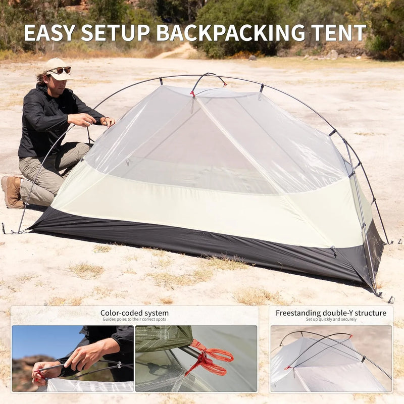 Naturehike Mongar Pro 123 Ultralight Three Season Outdoor Waterproof 20D Nylon Hiking Tent 2 Person Rucksack Camping Riding Tent