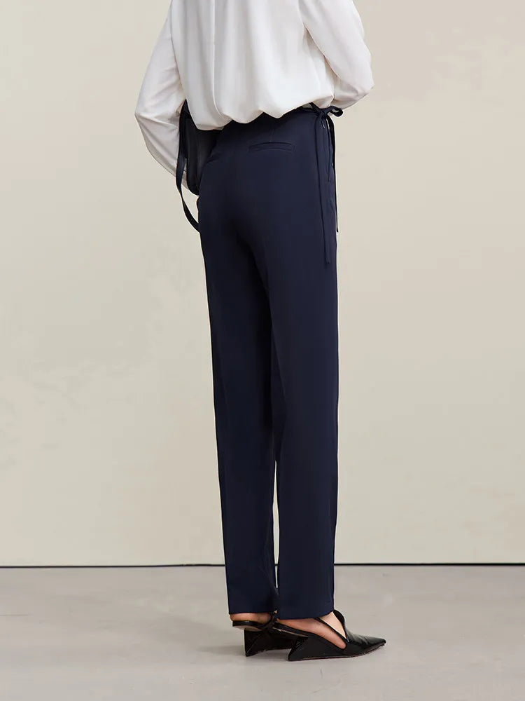 Amii Women's Autumn Pants 2026 New Solid Color Commuter Lace-up Tapered Pants Versatile Casual Trousers for Ladies 12621044