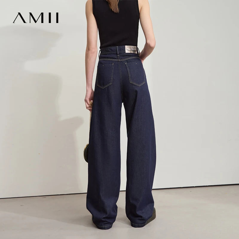 ខោខូវប៊យ Amii Minimalist សម្រាប់នារី រដូវស្លឹកឈើជ្រុះ ឆ្នាំ២០២៥ ថ្មី ធ្វើពីកប្បាស Lyocell រឹងមាំ ងាយស្រួលប្រើ បោកគក់ ខោខូវប៊យជើងធំ រលុង 12542135
