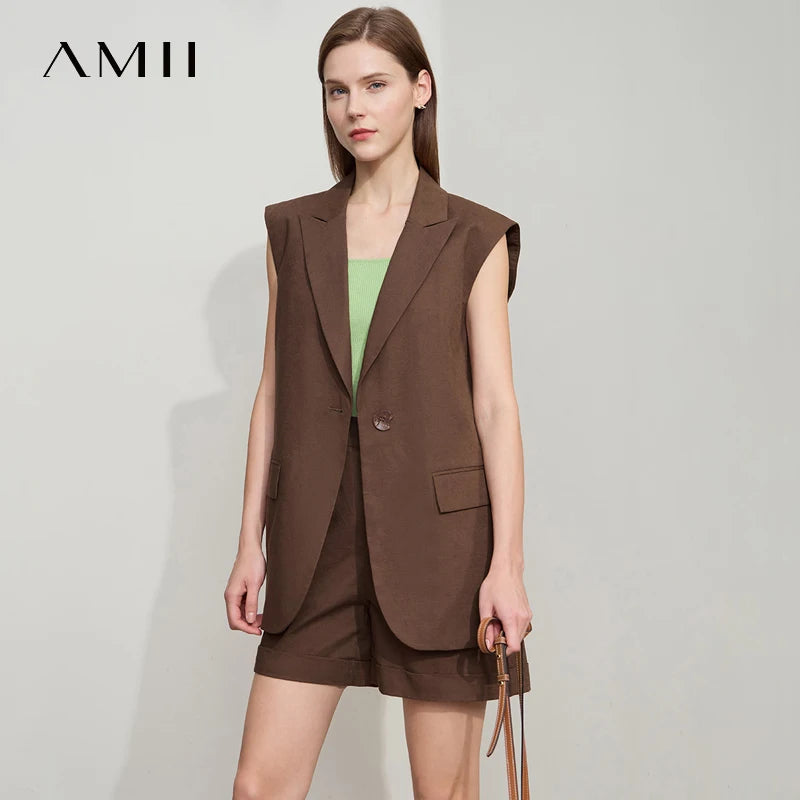 អាវកាក់រដូវក្តៅថ្មីរបស់ Amii Minimalist សម្រាប់ស្ត្រីធ្វើដំណើរទៅធ្វើការ កប្បាស លីនីន រលុង អាវធំម៉ូដការិយាល័យ សម្លៀកបំពាក់នារី 12542071