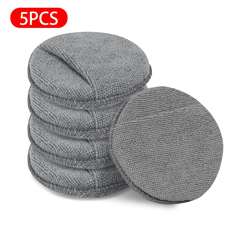 SEAMETAL 5/10Pcs Car Detailing Applicator Pads Car Care Waxing Polish Sponges Soft Microfiber Round Pocket Foam Sponges Car Care
