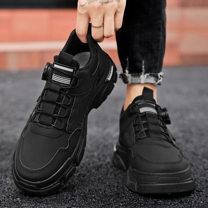 Men's boots autumn and winter rotating shoelaces fashion casual boots youth outdoor boots anti slip soft sole workwear boots
