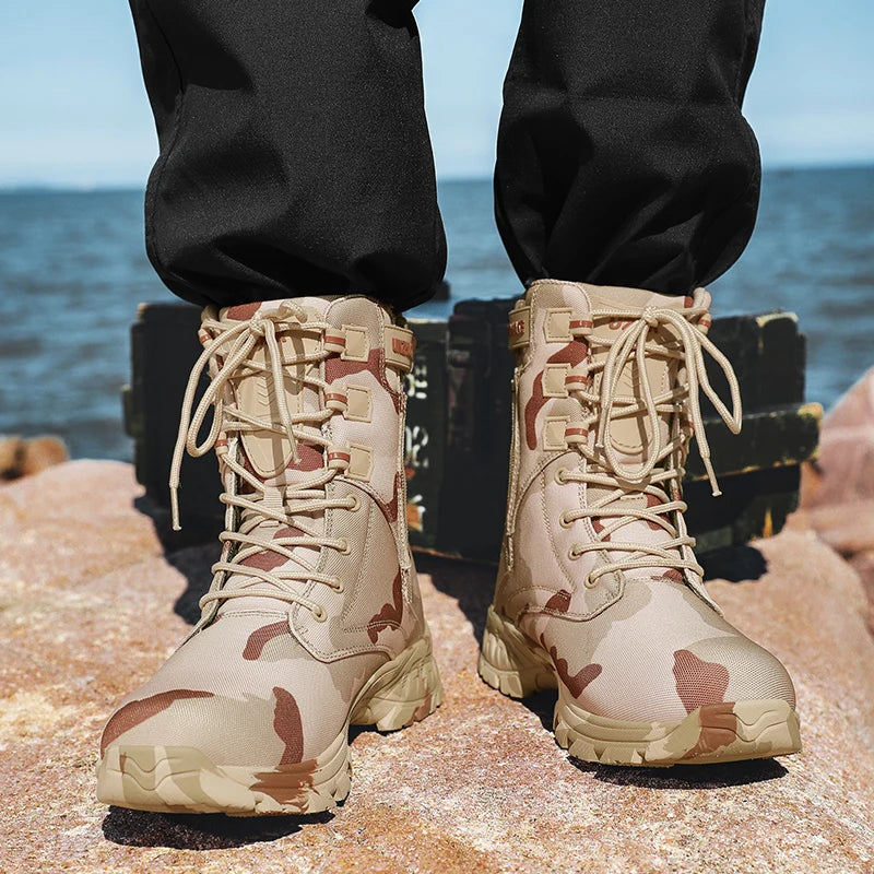 Men's high-top jungle battlefield training boots four seasons new breathable non-slip light outdoor hiking tactical combat boots