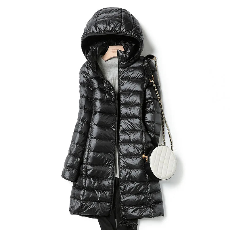 2026 New Waterproof Overcoat Women's Removable Cap Long-sleeved Parkas Winter Warm Jacket Female Red Blue Light/Thin Coats