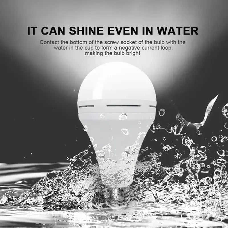 7-12W Rechargeable Emergency Light Bulbs with E27 Base Hanging Hooks Energy-Saving Lights for Outdoor Sports Camping Fishing