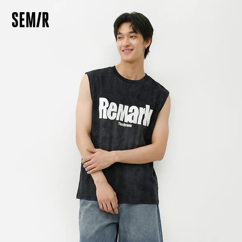 Semir Mens Vest 2026 American Style Sleeveless Sports Basketball Jersey Letter Printed Casual Soft