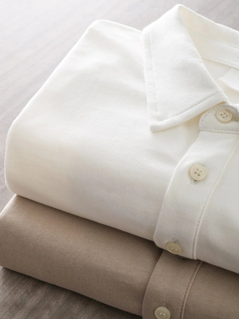 DUKEEN 260G Heavyweight Men's Polo Shirts 100% Cotton 2024 Summer Short-Sleeve White Pocket T Shirts Golf Wear Men's Clothing