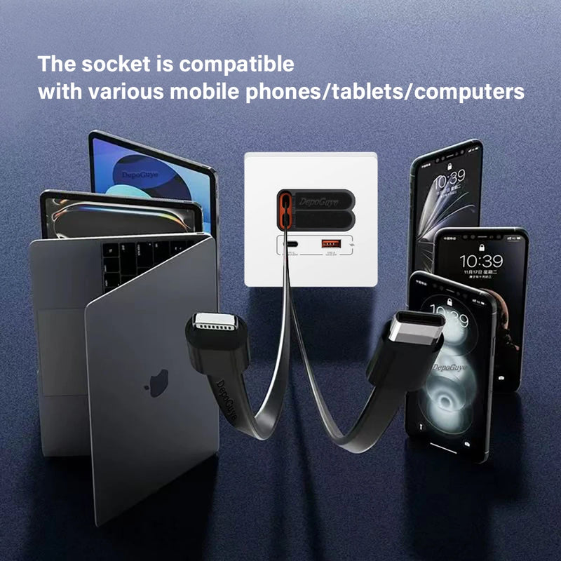 EU Universal  20W USB C Smart Socket Panel With Dual Type-c Fast Charge Ports  Outlet,Mobile phone charging Type-c Socket
