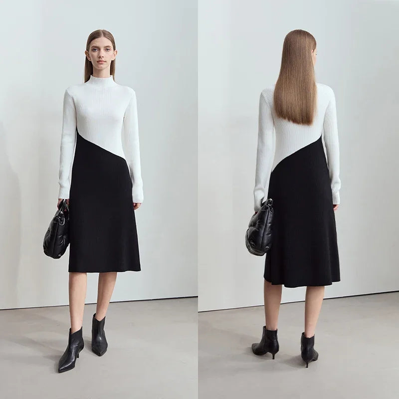 Amii Women Long Sleeve Dresses Elegant Party Slim 2026 New Autumn Winter Knit Christmas Ladies Medium Length Dress 12444177