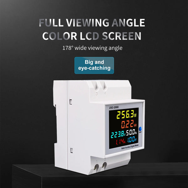 TOMZN 6IN1 DIN Rail AC Monitor 110V 220V 380V 100A Voltage Current Power Factor Active kWh Electric Energy Frequency Meter