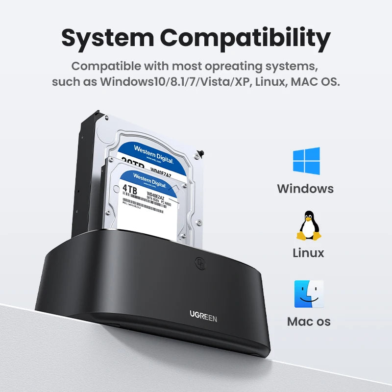 UGREEN Dual Bay HDD Docking Station SATA to USB 3.0 Adapter for 2.5 3.5 SSD Disk Case Dock Hard Drive Enclosure Docking Station