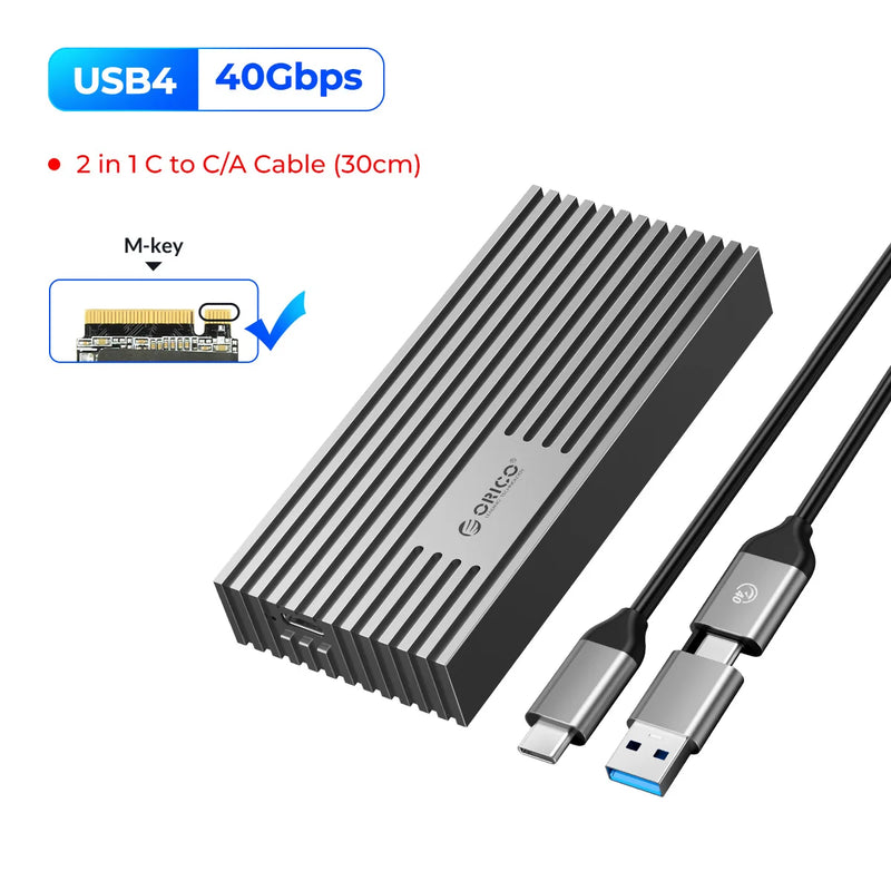 ORICO M2 SSD Case M2 NVMe SSD Enclosure Adapter Compatible with Thunderbolt 3 4 USB3.2 USB 3.1 3.0 Type-C External SSD Enclosure