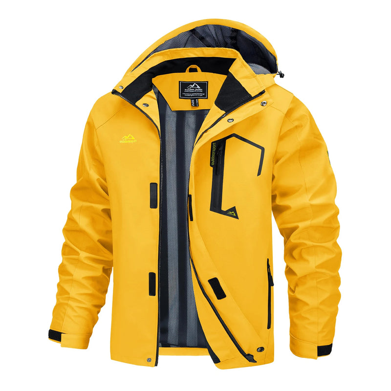 TACVASEN 2025 Lightweight Waterproof Rain Jacket Mens Mesh Lined Outdoor Windbreaker Fishing Hiking Jacket with Detachable Hood