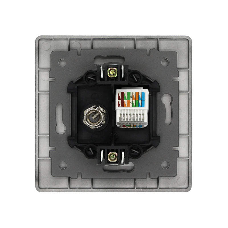 BSEED EU Standrad Wall Power Socket TV Plug RJ45 Internet Socket Satellite Outlet Glass Panel TV Telephone Computer