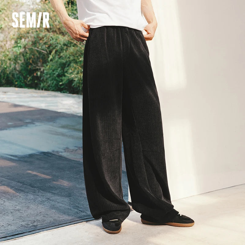 Semir Fleece Pants Men 2026 Autumn Winter Heated Loose Curved Blade Straight Leg Trendy Versatile Casual Warm Trousers