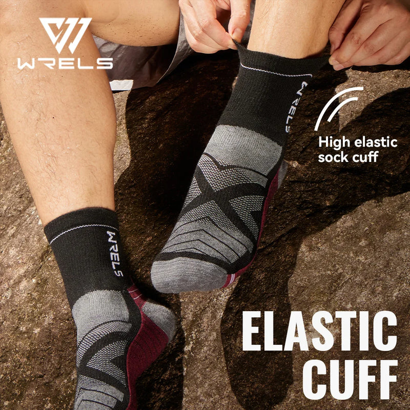 WRELS 1/2/3pairs Merino Wool Socks Thermal Warm Winter High Elastic Thick Hiking Socks Moisture Absorption Wool Sports Socks