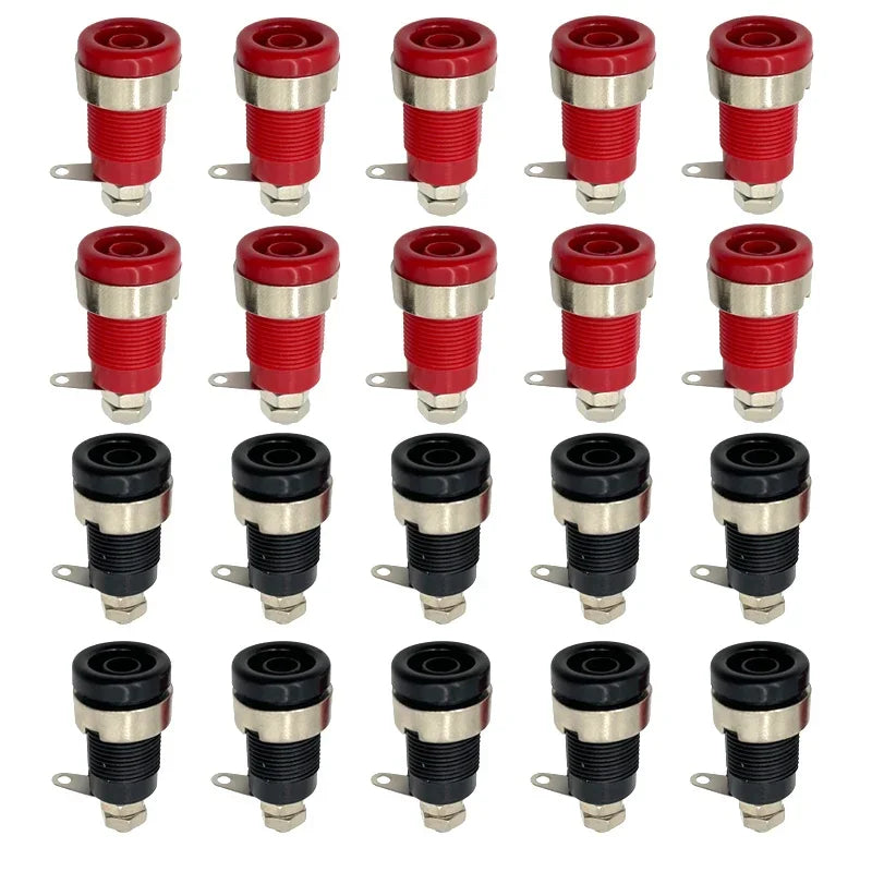 20PCS Insulated Safety 32A 4mm Banana Socket Terminal 5 Colors Female Jack Panel Mount Socket Binding Post Wire Connector