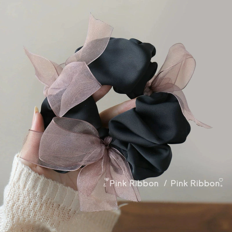 Let Me Be the Brightest: Zhao Lusi's Matching Netted Bow Hairband for Xu Yan, Girls' Bun High Ponytail Hair Ties