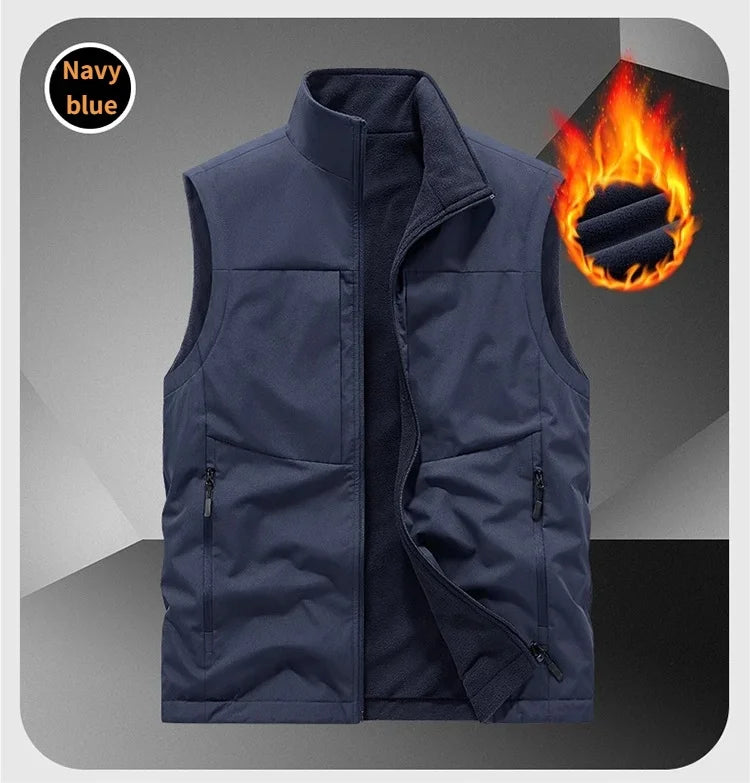 Multi-pocket outdoor suit vest coat custom logo10 Colors Casual vest winter warm sleeveless vest jacket 2025 Autumn/Winter