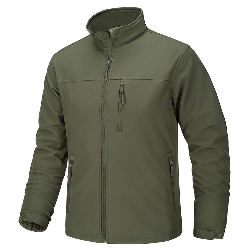 TACVASEN Waterproof Fleece Lining Windbreaker Mens Winter Work Jackets Zipper Pocket Casual Coats Full Zip Outwear Tops