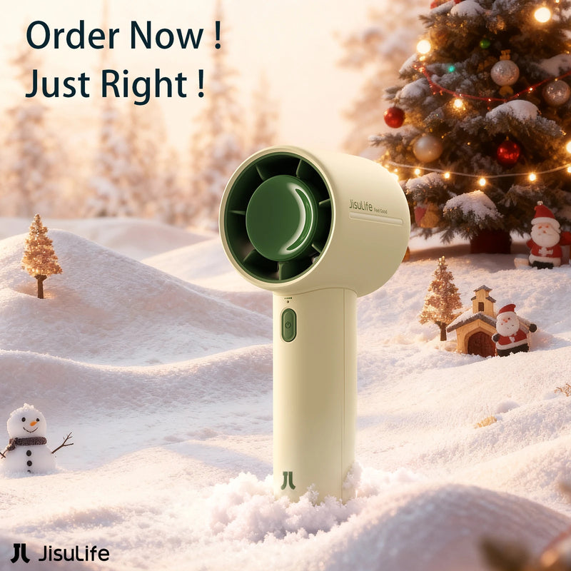 JISULIFE Christmas Special Edition Portable Handheld Fan 4000mAh Battery 5-Gear Fan Gifts for Women Men Kids Gift for Festival